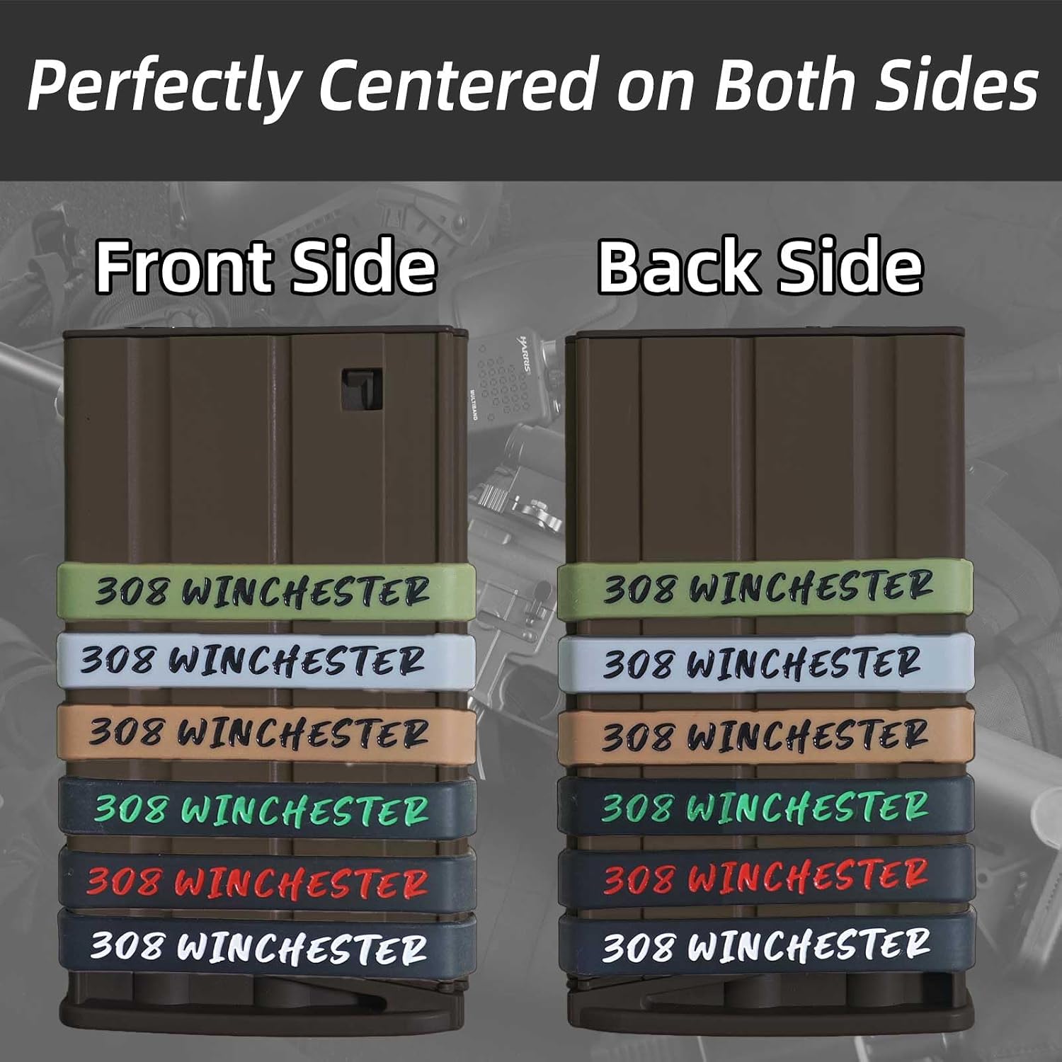 12 Pack Magsaddle .308 Winchester Magazine Marking Bands .308 Caliber Identification Holster Accessories