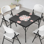 VINGLI 34" Fold in Half Square Table, Bi-Folding Commercial Portable Plastic Dining Table for Kitchen Outdoor Party Wedding Event, Black