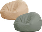 Sliner 2 Pcs Large Stuffed Storage Bean Bag Chair Cover for Kids Adults (no Filler) Stuffable Zipper Beanbag Cover for Organizing Plush Toys or Memory Foam(Khaki and Army Green)