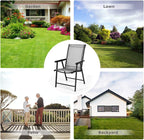 S AFSTAR Patio Chairs Set of 4, Outdoor Folding Dining Chairs with Armrests, Foldable Porch Chairs for Lawn Deck Backyard, Folding Chairs for Adults (Gray)