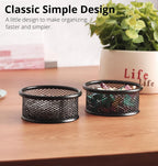 FUCDTEFC Paper Clip Holder, Paperclip Holders for Desk, Mesh Paper Clip Holder for Desk Binder Wire Mesh Bowls, Paper Clip Dispenser Organizer for Holding Small Parts Office Accessories Black 4 Pack