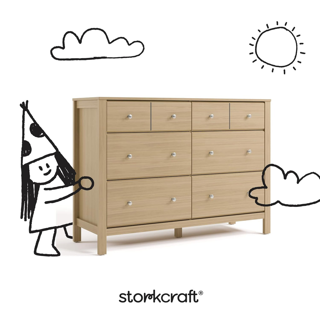Storkcraft Horizon 6 Drawer Dresser, Driftwood | GREENGUARD Gold Certified, Wood Dresser for Nursery & Kids Bedroom, Nursery Storage with Interlocking Drawer System