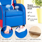 GLACER Kids Recliner, Youth Gaming Recliner w/Headrest, Footrest, Lumbar Support, Side Pockets, Adjustable Recliner Sofa for Kids, Toddler Lounge Chair for Living Room, Gaming Room Boys Girls (Blue)