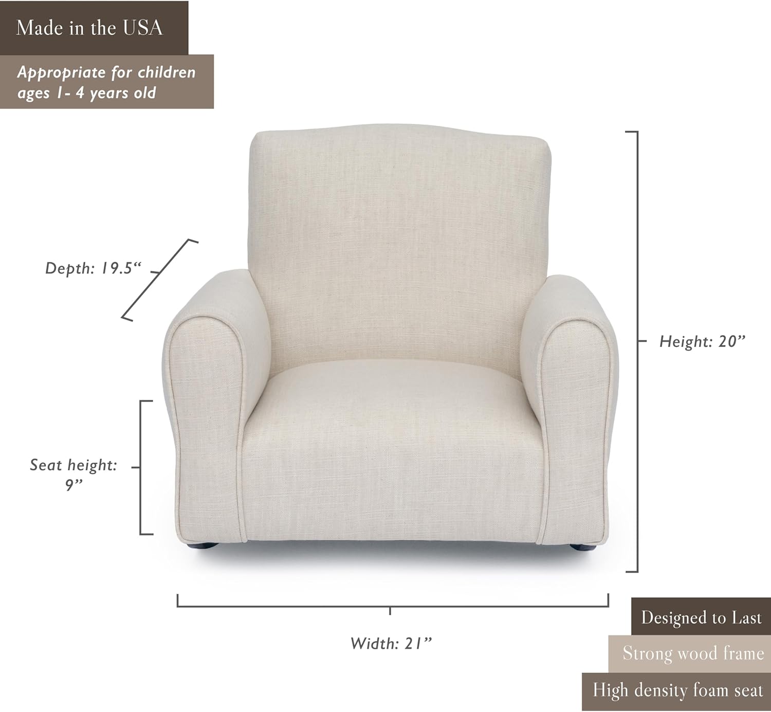 Toddler Personalized Armchair, Kids Upholstered Rocking Chair with Personalization, Toddler Chair with Personalized Name, Comfy Child Armchair, (Blush Suede, Rockers)