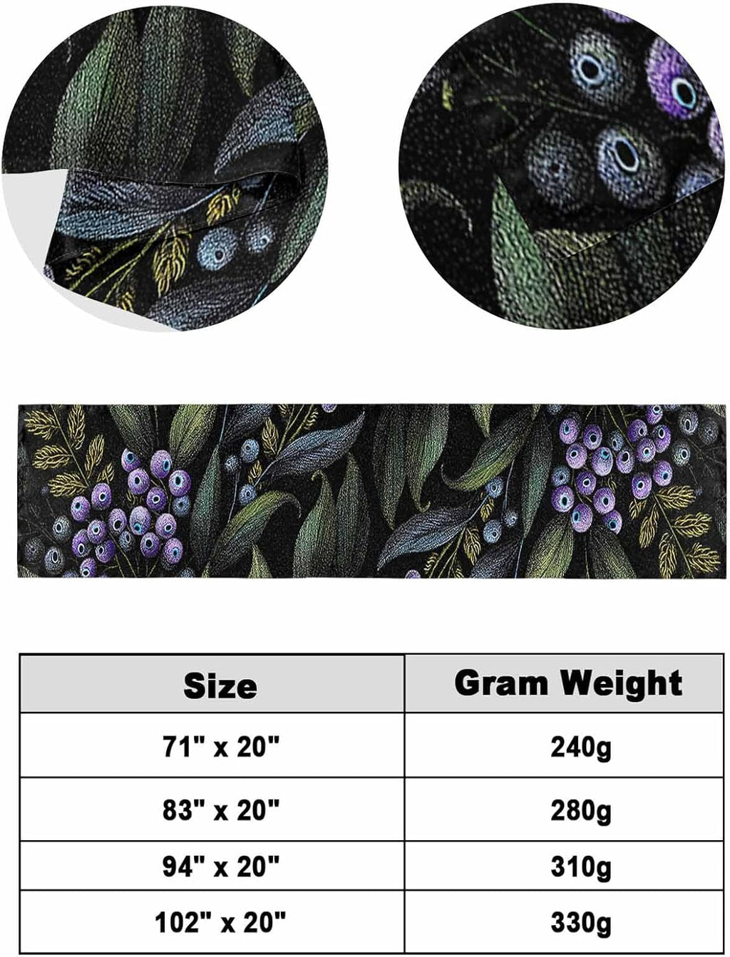 Purple Barrier Bed Runners for Queen Size Beds, Decorative Bed Throws for Foot of Beds, Luxury Bedding Protector Slipcover Vintage Abstract Art Botanical Leaves Bedrunners & Scarves for Hotel, 94"x20"