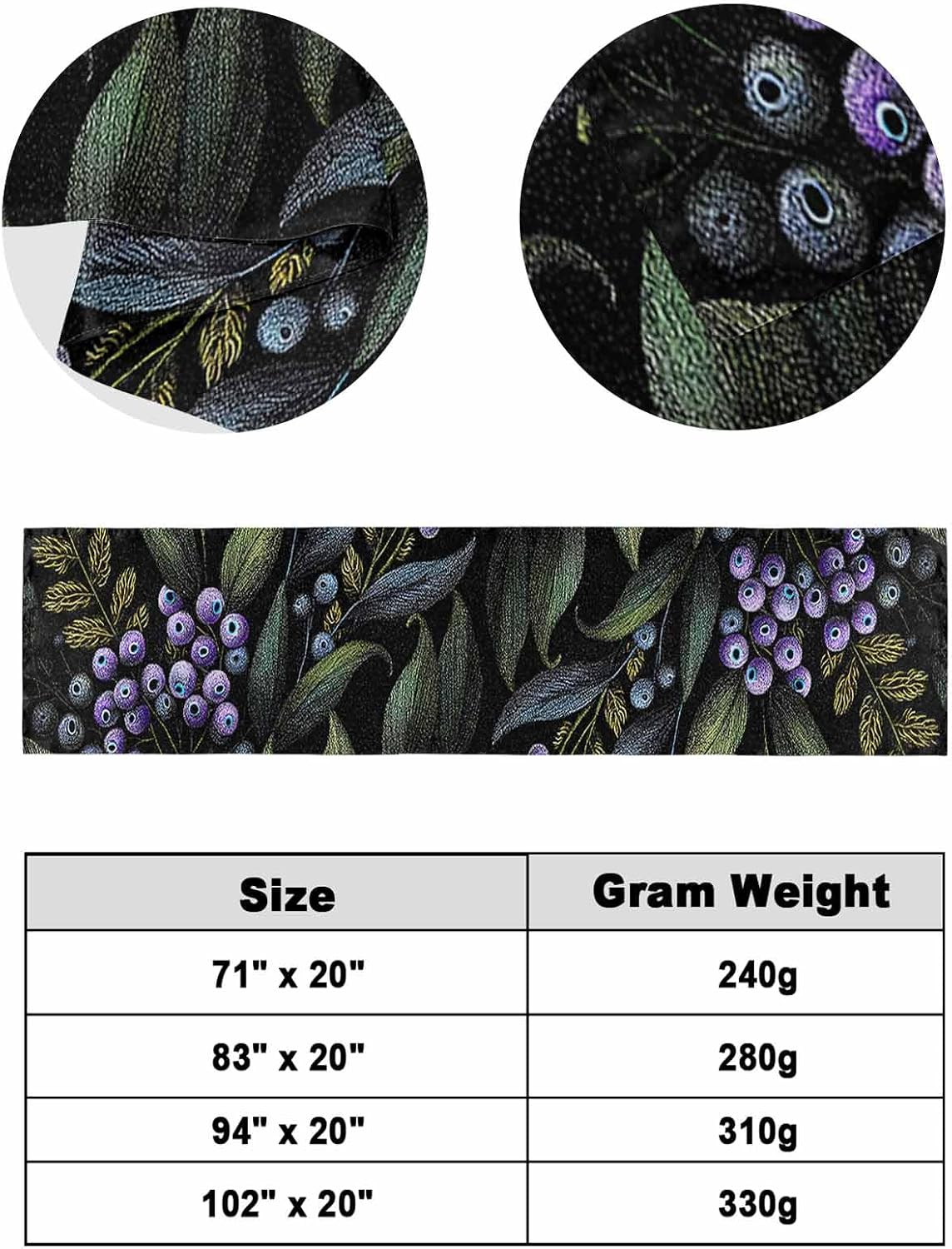 Purple Barrier Bed Runners for Queen Size Beds, Decorative Bed Throws for Foot of Beds, Luxury Bedding Protector Slipcover Vintage Abstract Art Botanical Leaves Bedrunners & Scarves for Hotel, 94"x20"