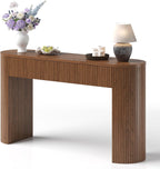55 Inches Entryway Table with Storage, Mid-Century Console Tables with 2 Drawers, Modern Fluted Sofa Table Behind The Couch, Foyer Tables for Entryway, Couch,Livingroom Walnut