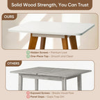 27.6" Small Dining Table for 2-4, White Square Kitchen Table with Solid Wood Legs Mid Century Modern Dining Table for Small Spaces, Dining-Room, Apartment, Farmhouse, Living Room