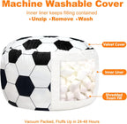 Lukeight Soccer Bean Bag Chair for Kids and Teens, Memory Foam Filled Floor Lounger, Washable Velvet Cover with Inner Liner, Beanbag Chair with Filling for Gaming and Reading, Large 27" D x 16" H