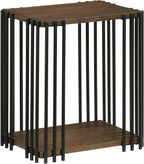 Giantex 2-Tier Wood Side Table - Narrow Sofa Couch End Table with Open Storage Shelves & Unique Metal Frame, Rustic Night Stand for Bedroom Living Room (1)