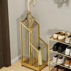 Indoor Gold Umbrella Stand with Drip Tray, Minimalist Luxury Design, Stylish Gold Umbrella Holder for Entryway, Living Room, Hotel, Easy to Clean & Space-Saving