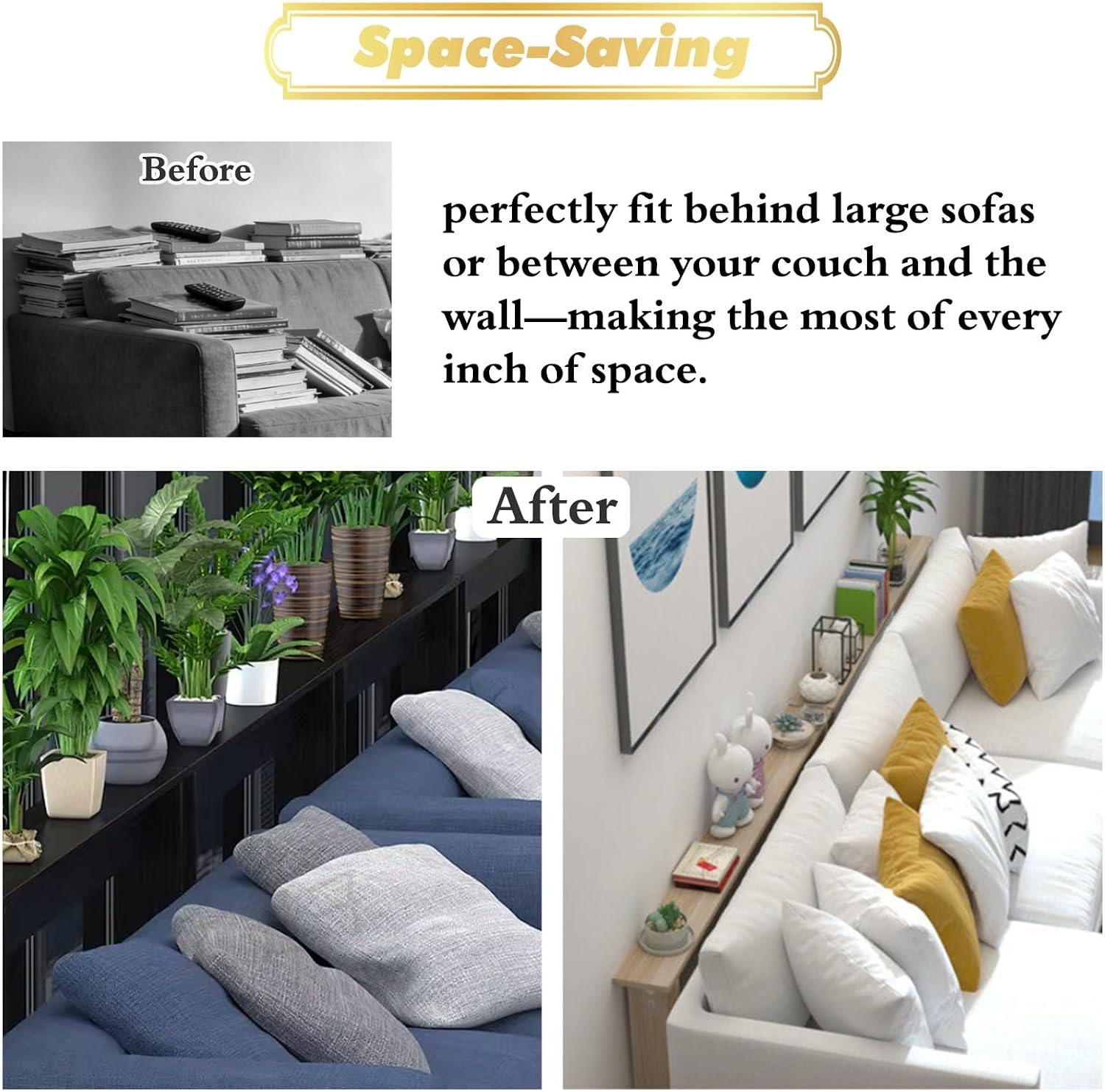 Brown Behind Couch Sofa Tables Narrow Long Skinny, Compact Small Side Table with Storage, Rectangular Entryway Table for Entrance/Apartment/Hallway(W 10cm/4in,L 120cm/47in)