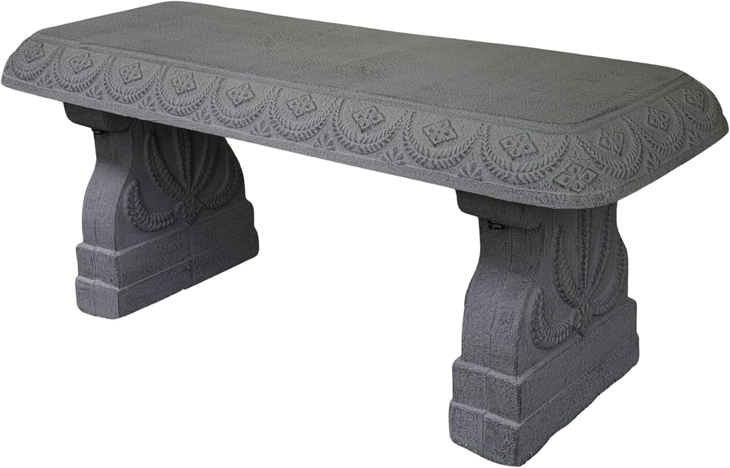 Basalt Grey Garden Bench - Outdoor Benches Weatherproof - Front Porch Seating for Patio Yard - Outdoor Seat Backless Decorative Pedestal Garden Furniture - Realistic Stone Look - Concrete Look