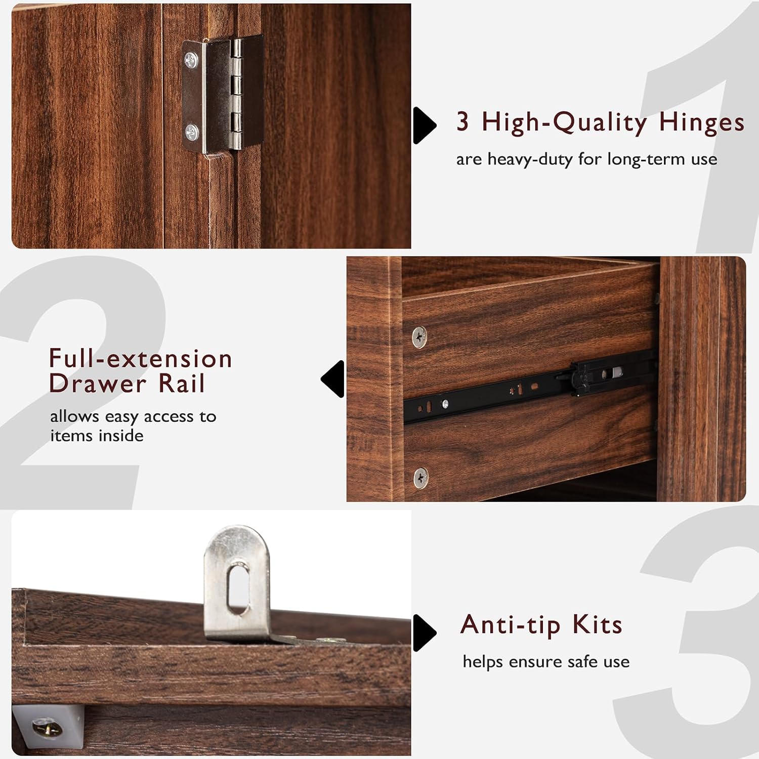 Pantry Cabinet with 2 Large Drawers, Embossed Texture Freestanding Cupboard with 8 Door Shelves and 3 Cabinet Shelves for Kitchen, Dining Room, Living Room