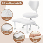 Teddy Cross Legged Office Chair with Wheels, Ivory 360° Rotation Meditation Criss Chair, Height Adjustable Backrest and Wider Seat, Yoga Office ADHD Chair for Adults (Beige)