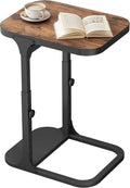 Kitstorack Ultra Stable & Durable End Table, Ajustable Height C Shaped Side Table for Couch, Sofa Side Table with Thickened Metal Frame for Living Room, Bedroom, Rustic