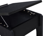 Coaster Home Furnishings - Ralston - Wood - C-Shaped Lift-Top Side Table with Sculpted Frame, Lower Open Shelf, and Black Casters - Living Room - 25.5-Inch - Black Finish - 930290