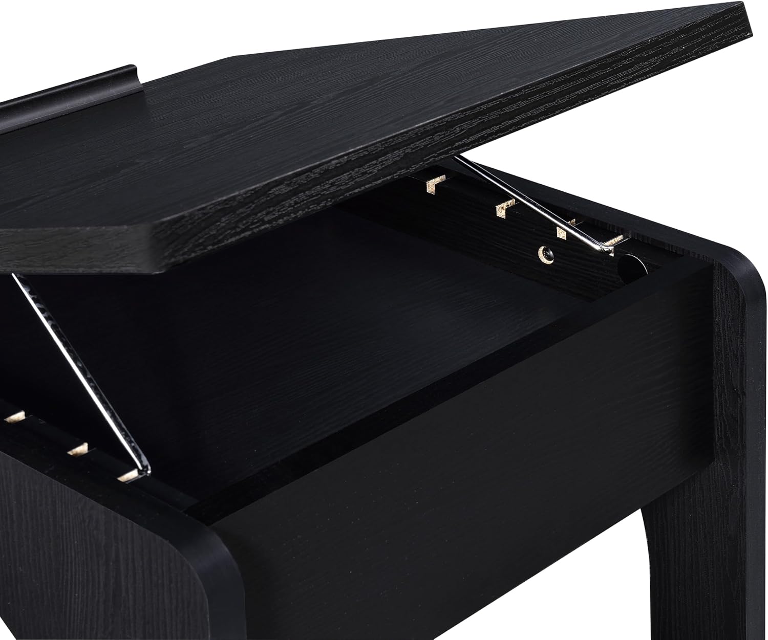 Coaster Home Furnishings - Ralston - Wood - C-Shaped Lift-Top Side Table with Sculpted Frame, Lower Open Shelf, and Black Casters - Living Room - 25.5-Inch - Black Finish - 930290
