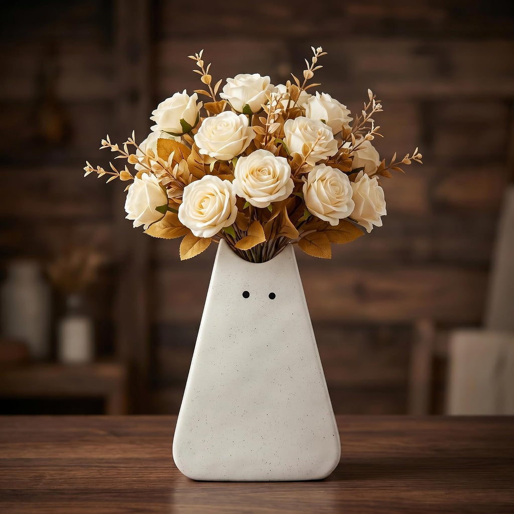 Adorable White Cat Vase - Modern, Simple & Creative Ceramic Flower Vase, Perfect Unique Gift for Girls, Women, Mothers & Cat Lovers - Ideal for Home Decor
