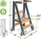 OCODILE Adjustable Foldable Toddler Tower – Folding Tower for Kids | Montessori Toddler Kitchen Step Stool Helper for Independence - Gray