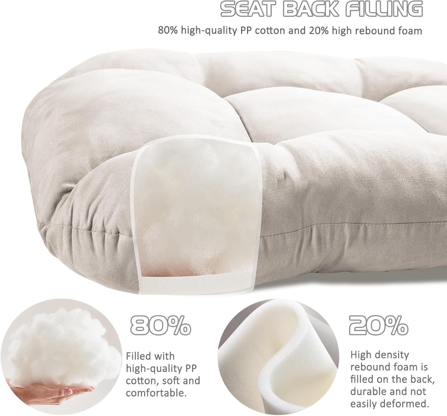 BECHAEO 5PCS Suede Glider Rocker Replacement Cushions with Ottoman Cover Thicken Soft Rocking Chair Cushion Set for Indoor Nursery Glider Rocking Chair, Beige