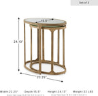 Signature Design by Ashley Irmaleigh Classic Nesting Accent Table Set with Mirrored Tabletops, Set of 2, Metallic