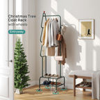viewcare Coat Rack with Wheels, 4 Hooks Rolling Garment Rack, 360° Swivel Wheels with Brake, Heavy Duty Metal Rustproof for Entryway Bedroom