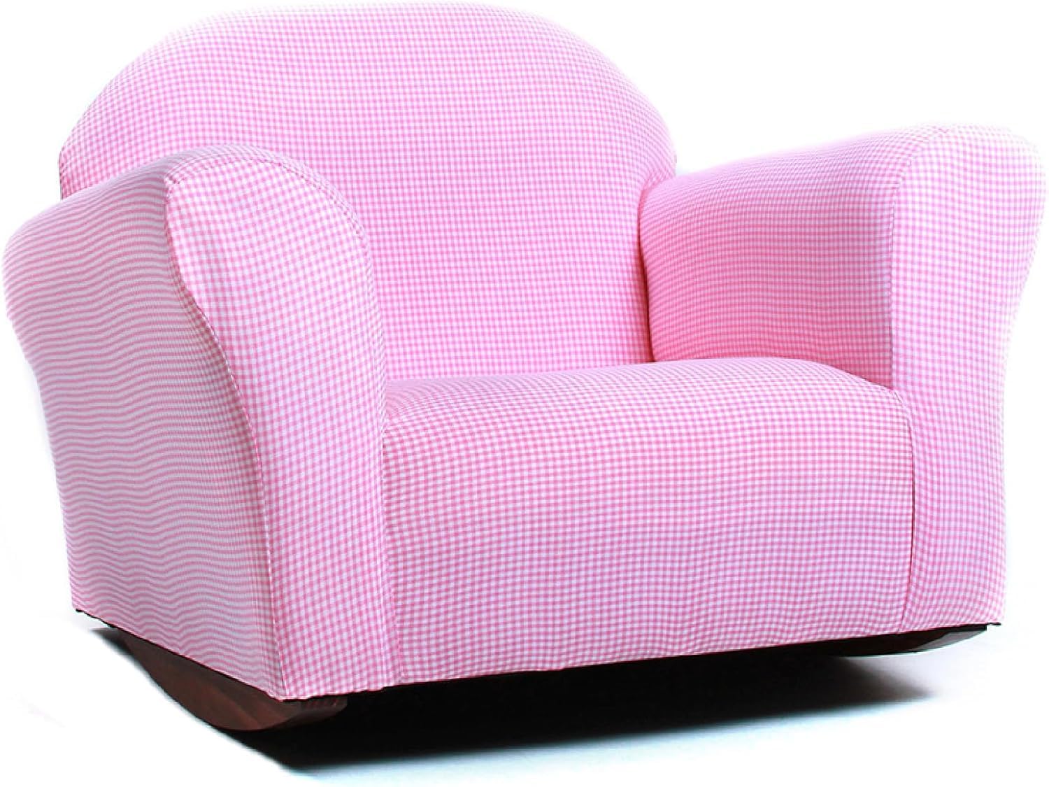 Gingham Rocking Chair for Kids – Soft Microsuede Upholstery, Sturdy Wooden Frame, Ergonomic Padded Seat, Smooth Rocking Motion, Easy to Clean, Ages 2–5, Perfect for Bedrooms & Playrooms.