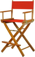 Casual Home 24" Director's Chair Honey Oak Frame-with Red Canvas, Counter Height