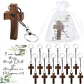 INSYOHO 12Pcs Wooden Cross Fidget - Small Pocket Cross My Heart Keychain with Card Organza Bag, Stress Anxiety Relief Encouragement Inspirational Handheld Prayer Keychain Christian Religious Gift
