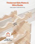 VEVOR 96 Bottle Stackable Modular Wine Rack, 8-Tier Wine Bottle Holder,Solid Wood Floor Freestanding Wine Storage Rack for Pinot Noir Bottles,for Kitchen, Cellar, and Bar, Natural