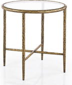 24/7 Shop at Home Lalia Modern Metal 22-inch Round End Tables Set of 2 with Tempered Glass Top, Forged Steel Base for Living Room, Matte Gold