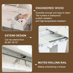 White Faux Marble Dining Room Table Set for 4, 5-Piece 63"-78.74" Extendable Dining Table Set with 4 Chairs, Rectangle Wooden Expanding Kitchen Table and Grey Upholstered Chairs Set