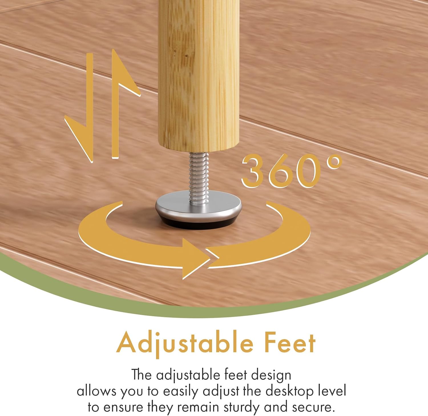 2 Tier Bamboo End Table, Narrow Side Table with Adjustable Feet, Waterproof Small Bedside Table, Nightstand, Entryway Table for Living Room Bedroom Bathroom, No Tool Assembly, 66LBS Capacity