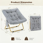 Folding Saucer Chair, Comfy Reading Chair with Soft Thick Padded Seat | Plush Faux Fur Lounge Chair for Small Space, Bedroom, Dorm, Living Room, X-Large Lazy Chair for Adults Teens Kids