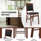Wooden Folding Chairs Set of 2, Foldable Wood Chairs with Padded Seats, Solid Wood Frame, 400 lbs Weight Capacity, Space Saving Dining Chairs for Small Space, Guests Kitchen (2, Padded Back)