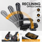 Big and Tall Executive Office Chair 500lbs Heavy Duty PU Leather Desk Chair, Adjustable Height 90°-155° Reclining High Back Computer Chair with Pull Out Footrest & Silent PU Casters for Home Office