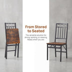 Bluecat Folding Dining Chairs 4 Pack, Industrial Foldable Dining Chair Set, Vintage Stackable Metal Frame Chairs with Wood Seat for Home Kitchen Dining Room Living Room