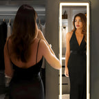 Full Length Mirror with LED Lights, 65x21 Inch Lighted Floor Mirror with Dimmer & 3 Color Modes, Standing Full Body Mirror for Bedroom or Dressing Room, White