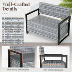 Gray Rustic Rattan Outdoor Storage Bench 40 Gal 800lb Load UV-Resistant 43.5in Seat Cushion Liner for Garden