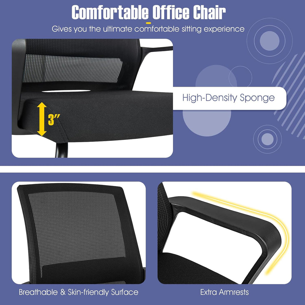 Giantex Office Guest Chair Set of 2, Guest Conference Chair w/Lumbar Support Ergonomic Backrest, Metal Frame Sled Base Mesh Executive Chair, Desk Chair for Reception Conference Room, Waiting Room