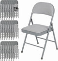 24 Pack Folding Chairs, Fabric Dining Chair Set with Padded Cushion and Back, Indoor Outdoor Seat for Home Office, Parties, Events, Wedding, Extra Guest Seating, Graphite Gray