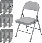 24 Pack Folding Chairs, Fabric Dining Chair Set with Padded Cushion and Back, Indoor Outdoor Seat for Home Office, Parties, Events, Wedding, Extra Guest Seating, Graphite Gray