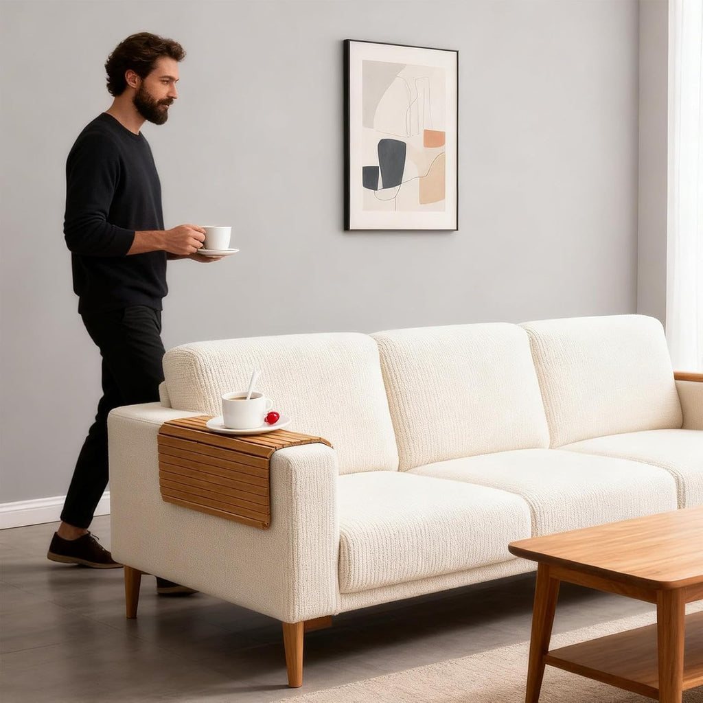 Couch Armrest Table - Wooden Side Arm Table, Folding Sofa Tray, Durable Armrest Desk, Compact Side Tables | Convenient Surfaces Accessory for Coffee Drinks Phones Living Room