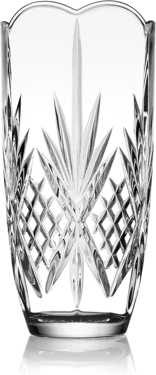 Godinger Flower Vase, Glass Vase, Vases for Flowers, Home Decor, Kitchen Decor, Party Decor, Gifts for Mom - 9" Tall Vase, Dublin Crystal Collection