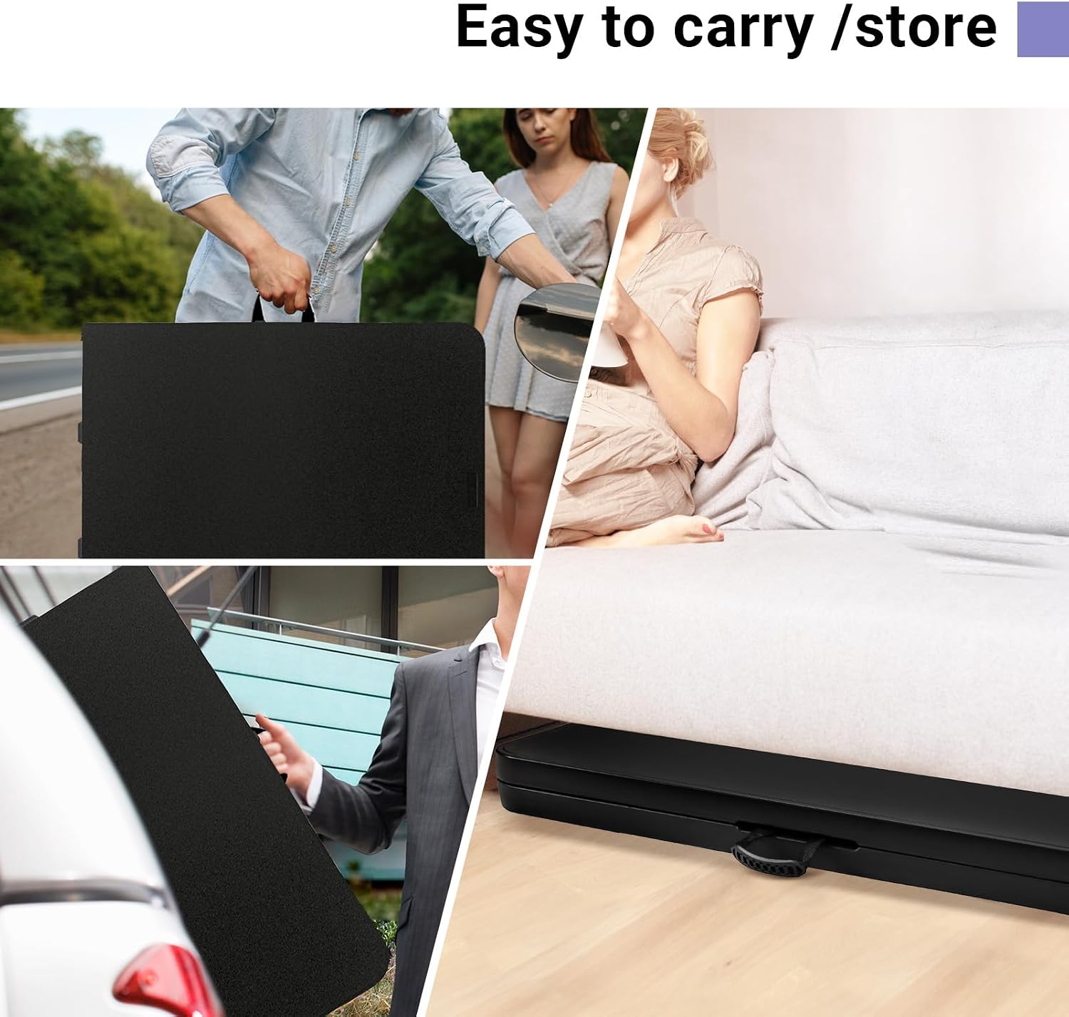 Byliable Folding Table 6ft Portable Heavy Duty Plastic Fold-in-Half 6 Foot Foldable Table Utility Dining Indoor Outdoor for Camping Picnic and Party, Black