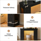 Cyclysio 39" Farmhouse Console Table with Charging Station, Entryway Table with Colorful LED Lights, Wooden Sofa Table with Unique Carved Design, Foyer Accent Table for Entrance, Hallway, Living Room