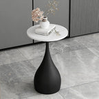 Small Side End Table with Faux Marble Tabletop, 14inch Round Coffee Table Sofa Side Table Modern End Table Accent Table with Sturdy Base Nightstand for Living Room Kitchen Balcony