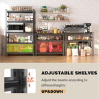 5-Tier Kitchen Storage Shelves, 2500LBS Heavy Duty Garage Metal Shelving Unit, 72" H Adjustable Pantry shelves, Industrial Storage Rack, Microwave Stand & Bakers Rack for Home Office, Garage - Black