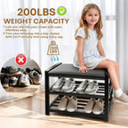 Small Shoe Rack Bench, Shoe Storage Bench for Entryway, Stable Shoe Organizer for Entryway, Bench Seat Holds Up to 300 lb Storage Organizer, (17"x 10"x 16", L x W x H)